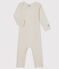 Langärmeliger Baby-Body aus Wolle und Baumwolle weiss MARSHMALLOW