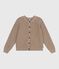 Damen-Cardigan aus einfarbiger Wolle und Baumwolle braun ROCHE