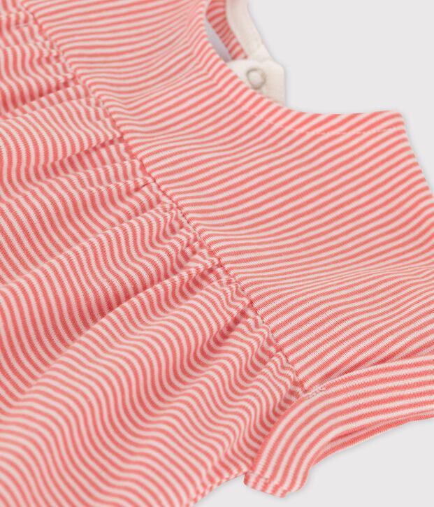 Kurz&auml;rmelige Baby-Bluse aus Bio-Baumwolle rosa/weiss