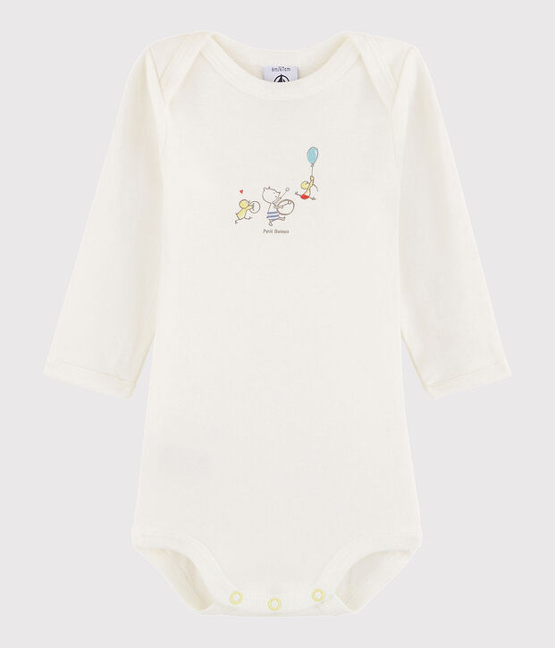 Lang&auml;rmeliger Baby-Body M&auml;dchen/Jungen weiss/gelb