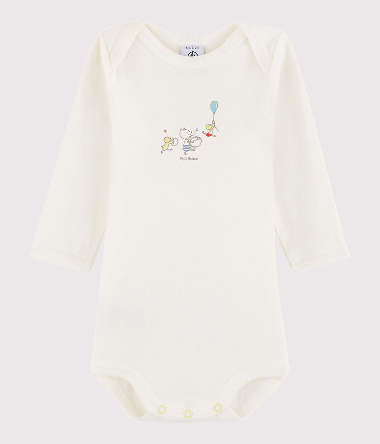 Lang&auml;rmeliger Baby-Body M&auml;dchen/Jungen weiss/gelb
