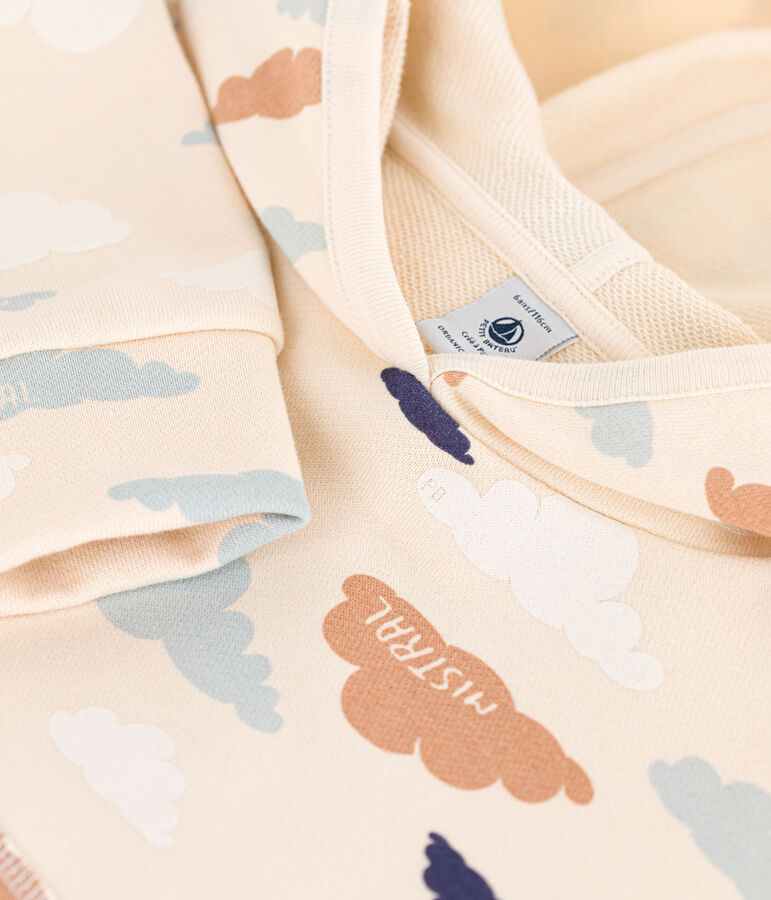 Kinder-Hoodie aus Molton f&uuml;r M&auml;dchen naturfarben/vielfarbig