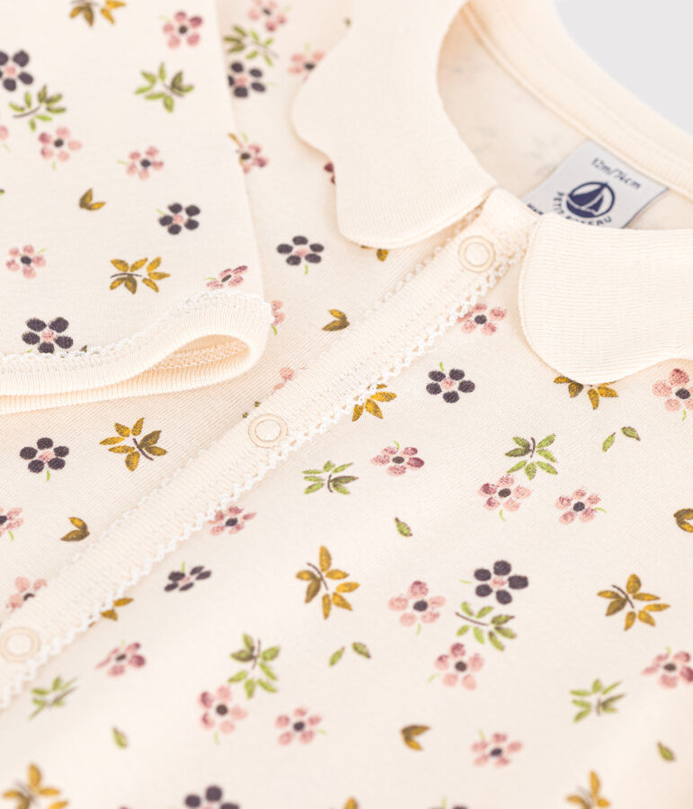 Strampler ohne F&uuml;&szlig;chen aus Baumwolle mit Blumenmotiv naturfarben/vielfarbig