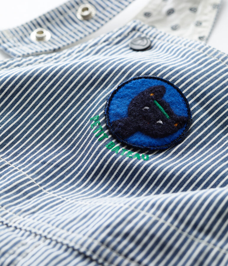 Baby-Latzhose aus Leinen. blau SMOKING/weiss MARSHMALLOW