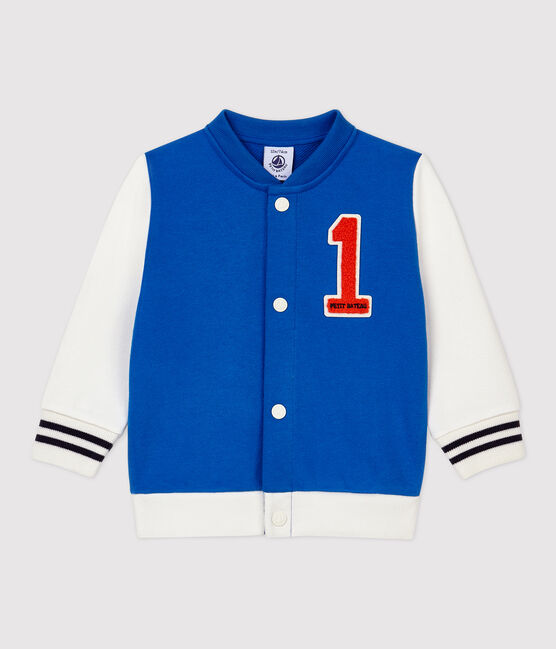 Baby-Teddyjacke aus Molton. blau RUISSEAU/weiss MARSHMALLOW