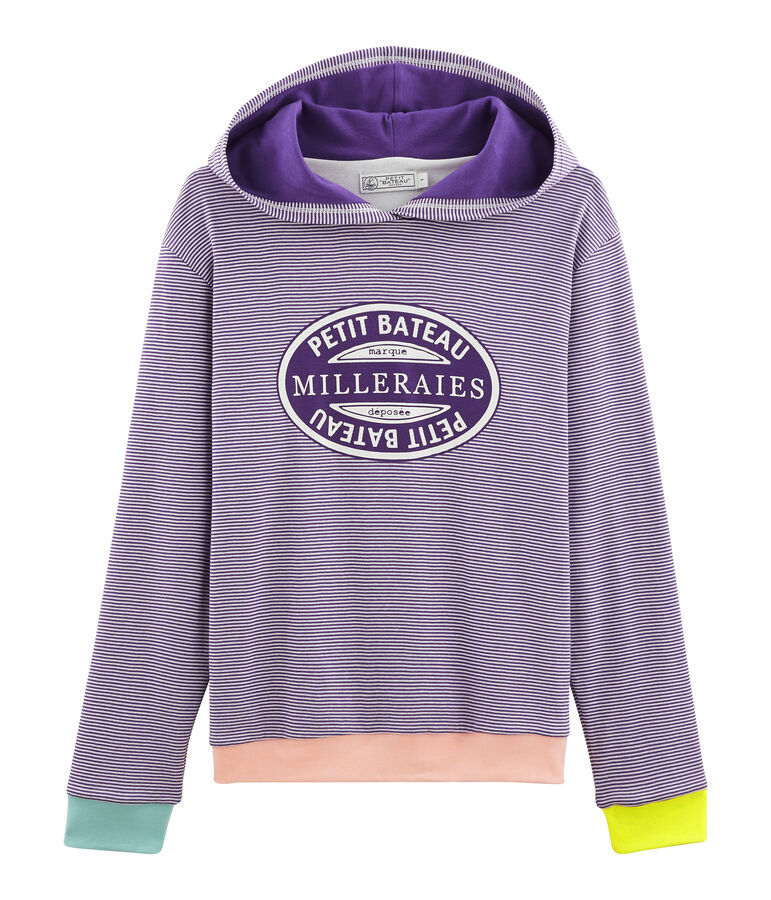 Kapuzen-Sweatshirt Damen violett/weiss