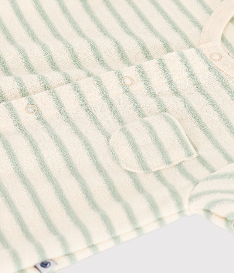 Kurzer Baby-Overall aus Boucl&eacute;-Frottee naturfarben/gr&uuml;n