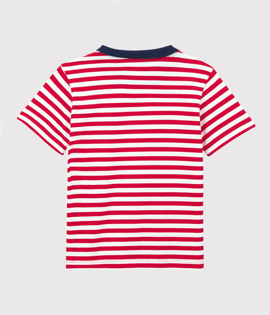 Kurzärmeliges T-Shirt aus Baumwolle für Jungen rot PEPS/weiss MARSHMALLOW
