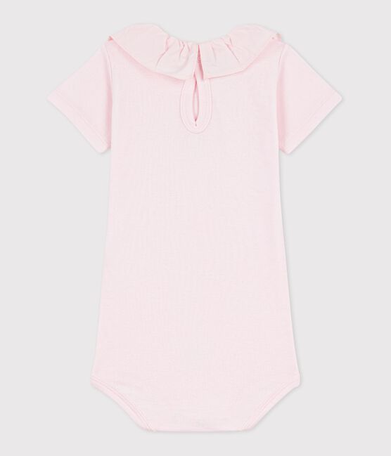 Baby-Body mit Kragen aus einfarbiger Baumwolle rosa BARELY