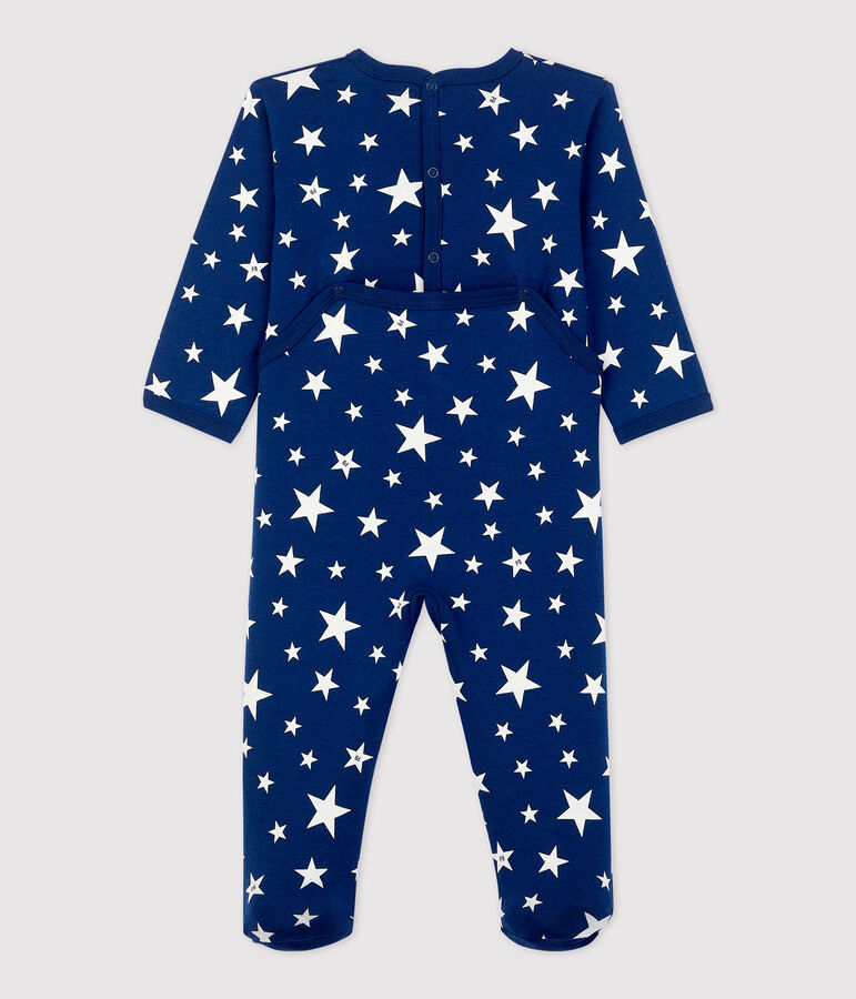 Baby-Strampler aus Baumwolle mit Sternenmotiv. blau/weiss