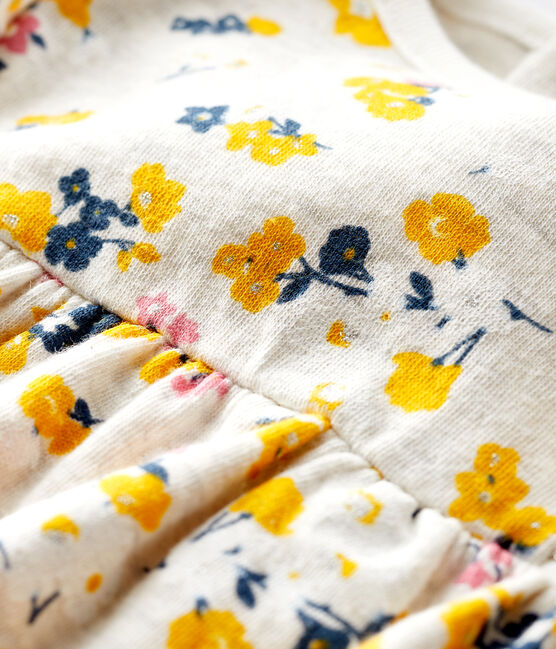 Langärmeliges Baby-Kleid für Mädchen beige MONTELIMAR/weiss MULTICO