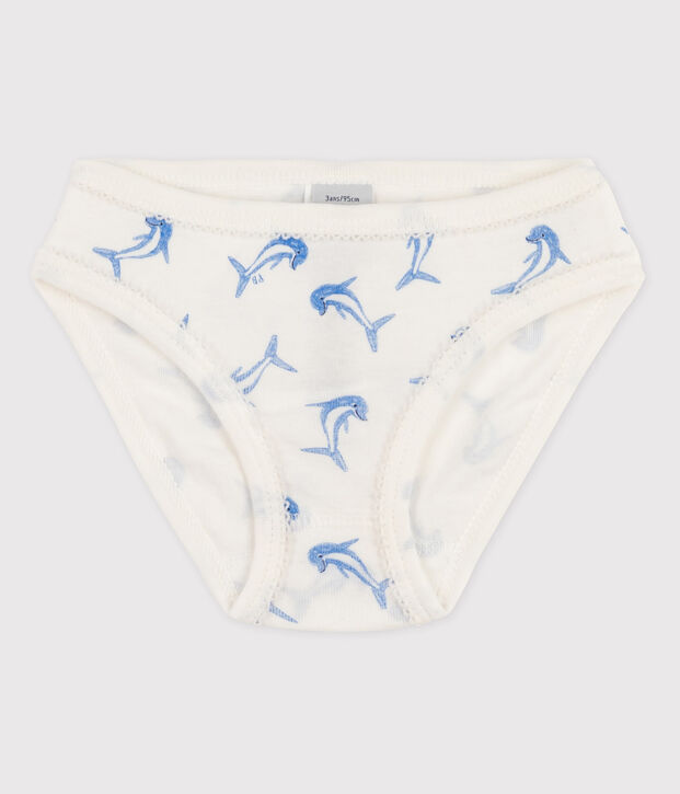 Baumwoll-Slips f&uuml;r M&auml;dchen weiss/blau