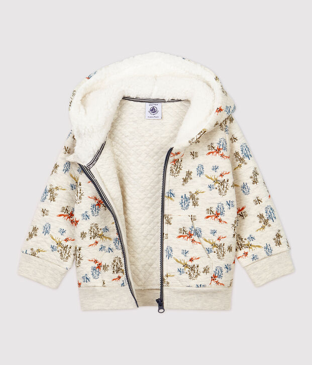 Gesteppter Baby-Cardigan. beige/vielfarbig