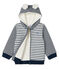 Baby-Kapuzensweatshirt für Jungen mit Streifen und Sherpafutter weiss MARSHMALLOW/blau SMOKING CN