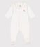 Strampler aus Baumwolle mit kleinem Herz weiss MARSHMALLOW