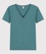 Eng anliegendes T-Shirt mit V-Ausschnitt aus Baumwolle für Damen