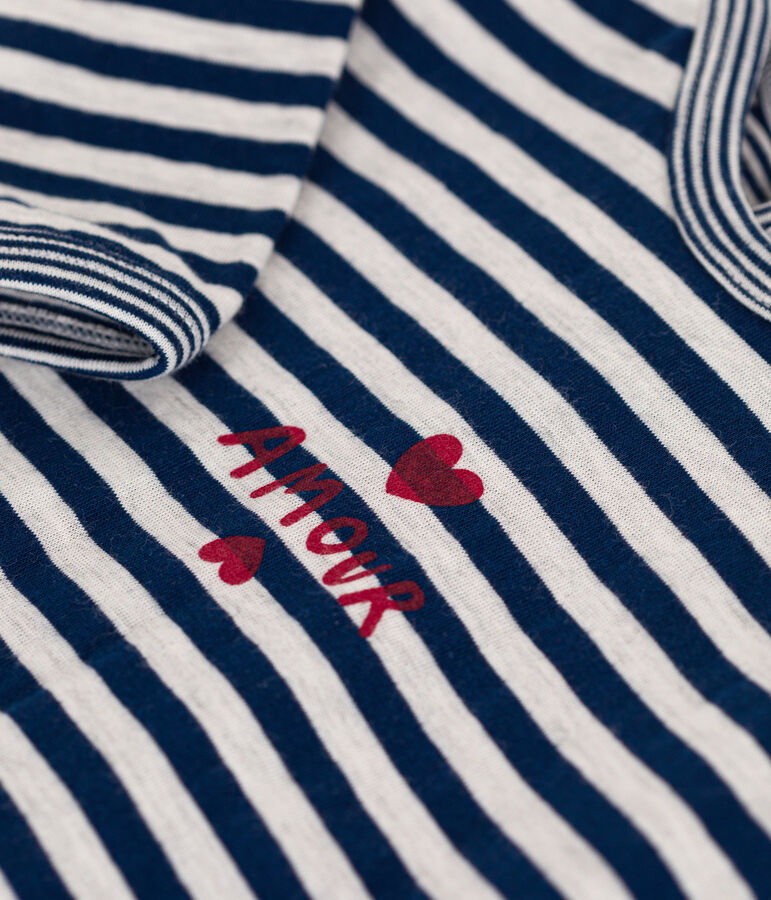 Gestreifter Baby-Strampler aus Doppeljersey blau/beige