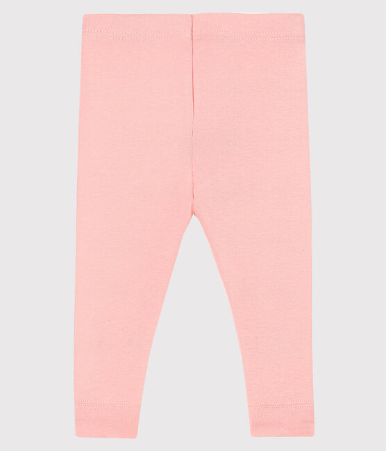 Einfarbige Baby-Legging aus 1x1-Rippstrick für Mädchen rosa CHEEK