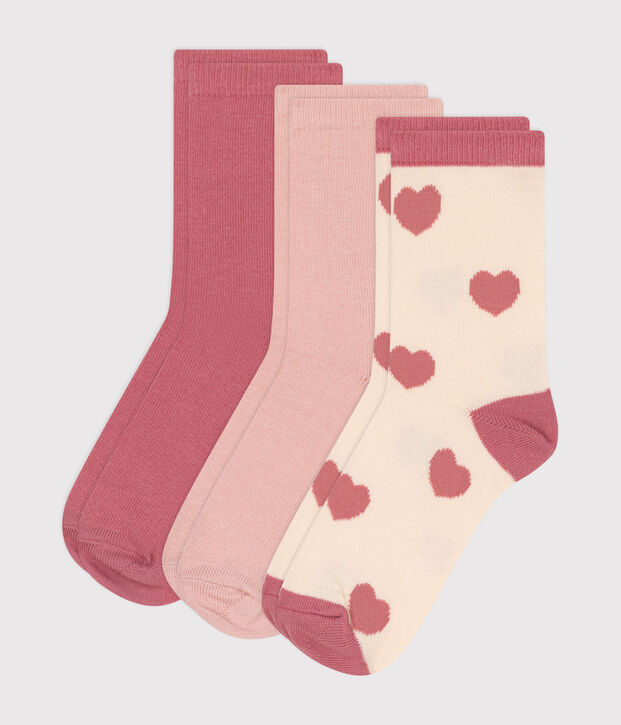 3er-Set Kinder-Socken aus Baumwolle mit Herzmotiv vielfarbig