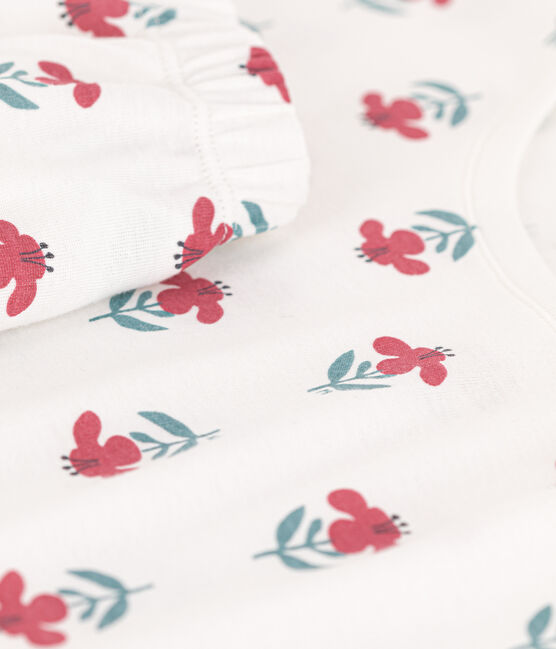 Kurzpyjama aus Baumwolle mit Blumen für Damen weiss MARSHMALLOW/weiss MULTICO