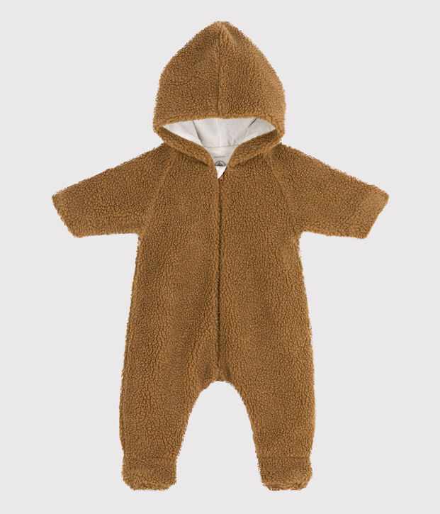 Baby-Schneeanzug mit Kapuze, aus Sherpa braun