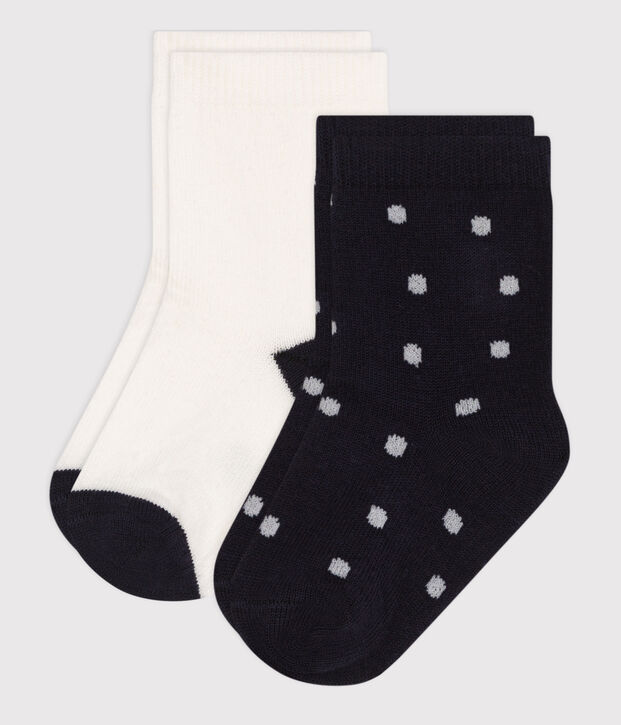 2 Paar Babysocken mit P&uuml;nktchenmuster aus Baumwolle. vielfarbig