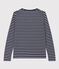 Damen-T-Shirt LE DROIT aus Baumwolle mit V-Ausschnitt blau SMOKING/weiss MARSHMALLOW