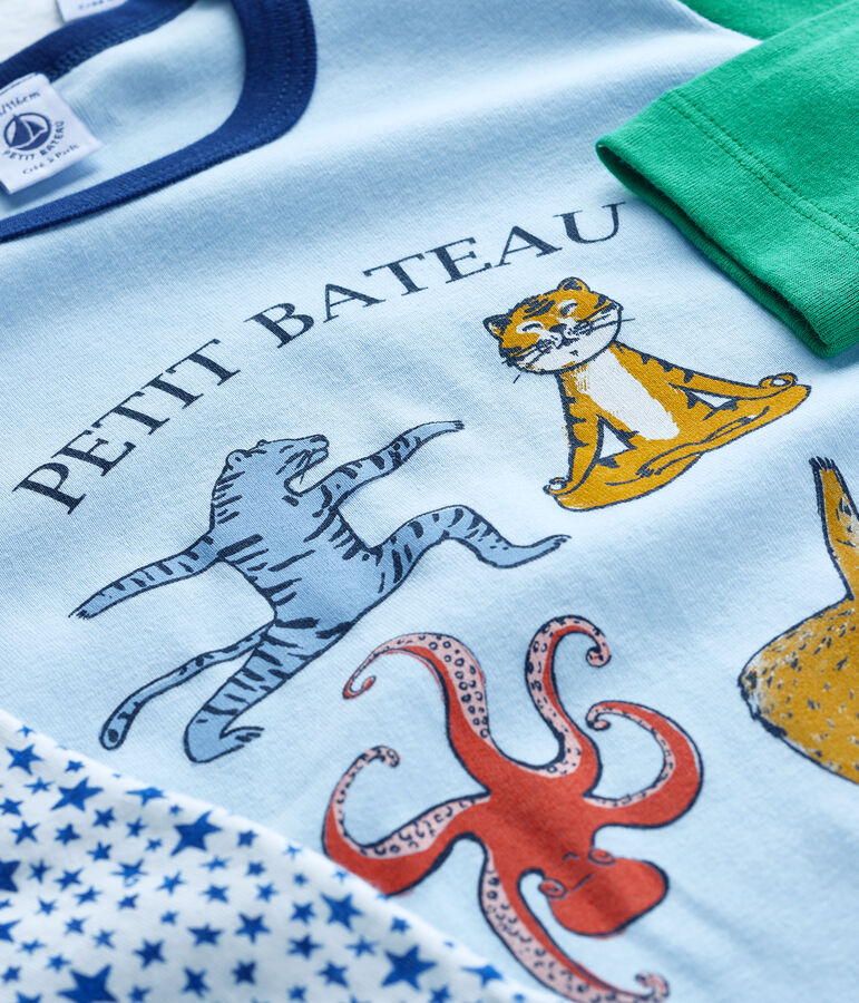 Set aus 2 Pyjamas aus Rippstrick bzw. Doppeljersey f&uuml;r kleine Jungen vielfarbig