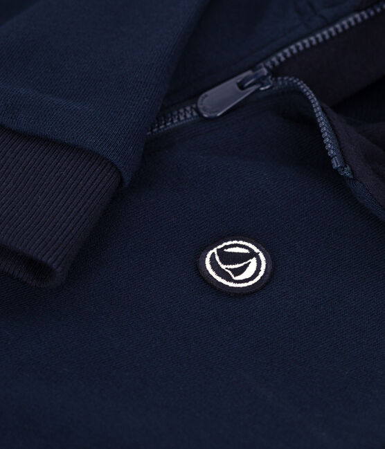 Kinder-Kapuzensweatshirt mit Reißverschluss aus einfarbiger Baumwolle  blau SMOKING