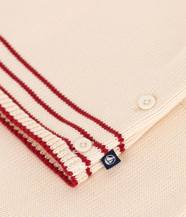 2-teiliges Baby-Set aus Baumwollstrick mit Jacquardmuster naturfarben/rot