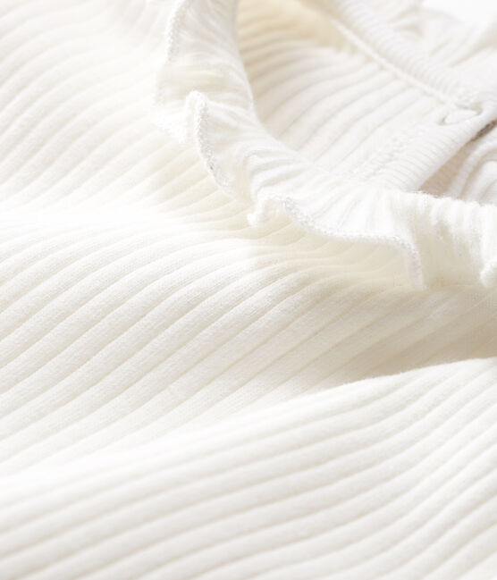 Langärmelige einfarbige Baby-Bluse für Mädchen weiss MARSHMALLOW CN