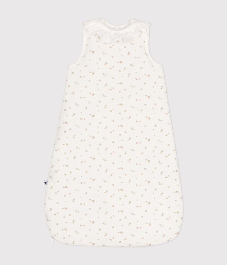 Baby-Schlafsack aus Nicki mit Blumenmotiv TOG-Wert 3 weiss MARSHMALLOW/weiss MULTICO