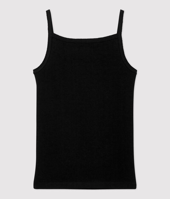 Spaghetti-Top aus BIO-Baumwolle für Damen schwarz NOIR