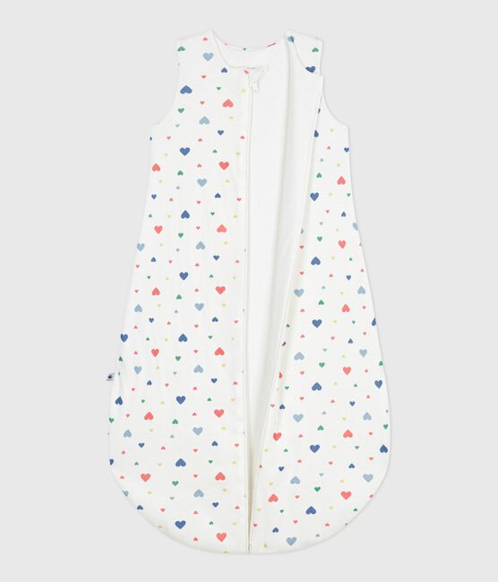 Babyschlafsack aus Baumwolle mit Herzmotiv TOG-Wert 2 weiss MARSHMALLOW/weiss MULTICO