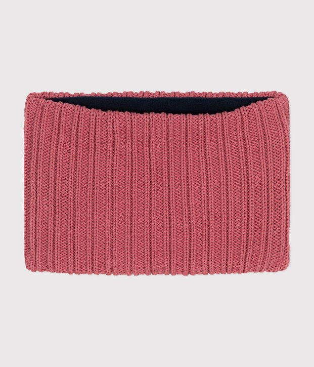 Kinder-Schlauchschal aus Strick mit Fleece-Futter rosa