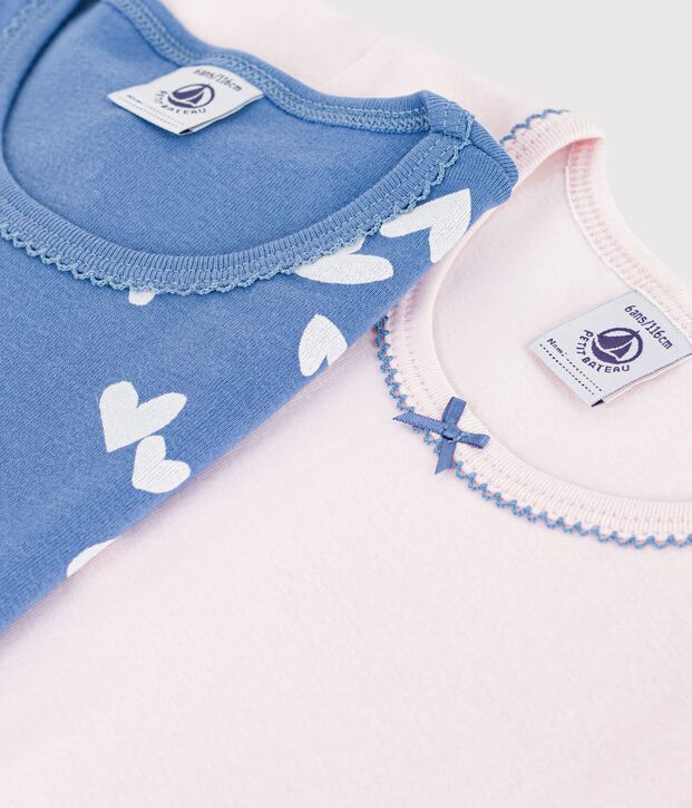 Set kurz&auml;rmelige Kinder-T-Shirts aus Baumwolle mit Herzmotiv vielfarbig
