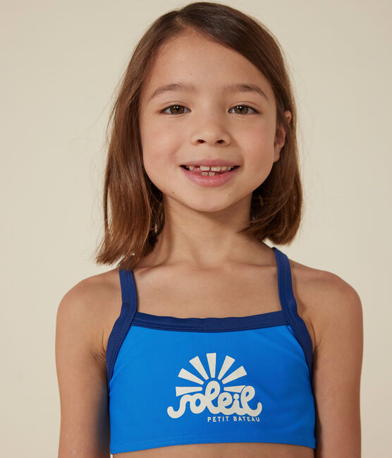 2-teiliger Kinder-Badeanzug für Mädchen blau SURF