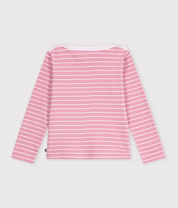 Kinder-Streifenshirt Marini&egrave;re aus Baumwolle rosa/weiss