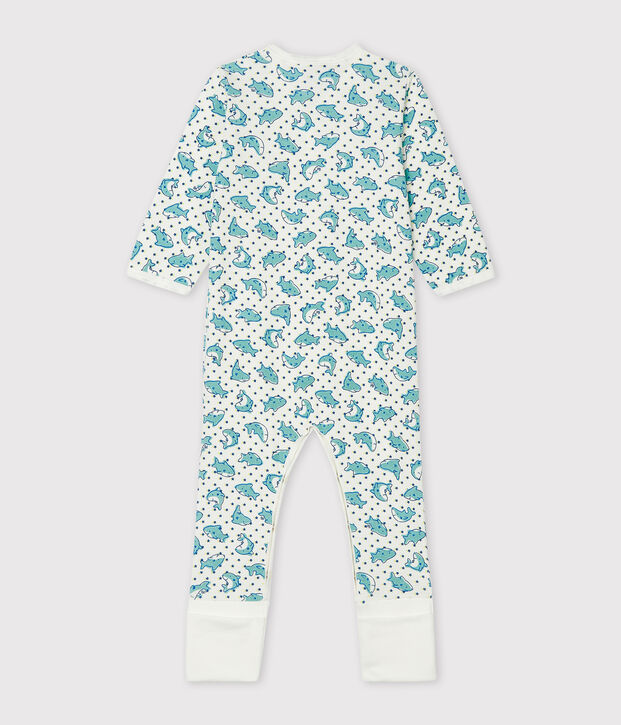Baby-Strampler aus Rippstrick weiss/vielfarbig