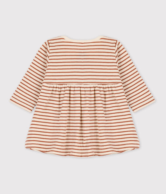 Gestreiftes Babykleid aus Baumwoll-Doppeljersey weiss AVALANCHE/ CINA:AVALANCHE