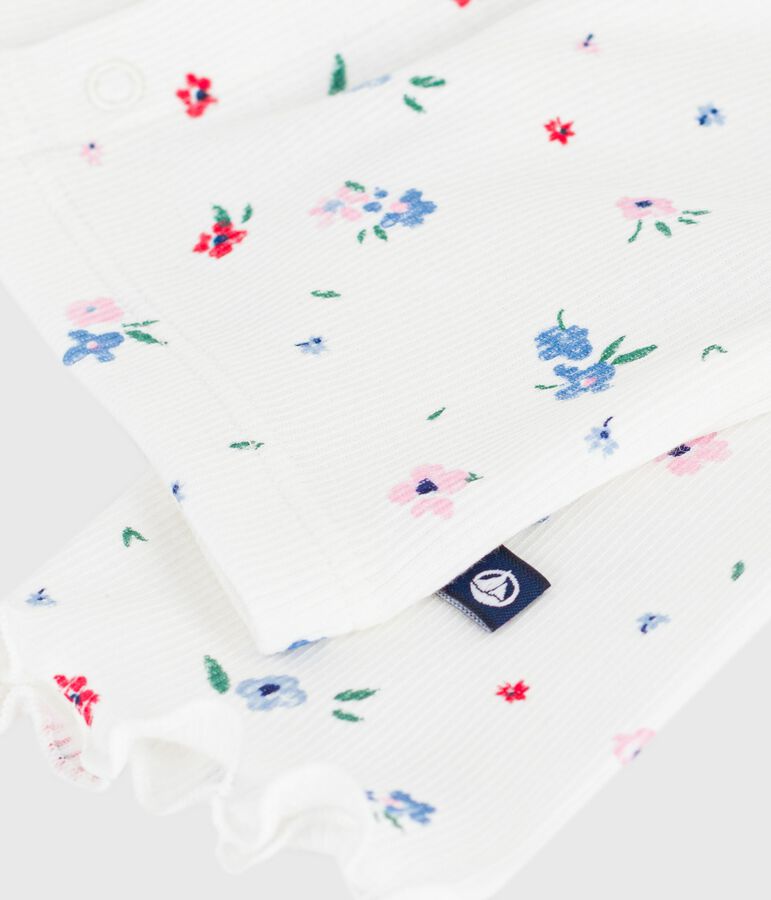 Baby-Cardigan aus Baumwolle mit Blumenmuster weiss MARSHMALLOW/weiss MULTICO