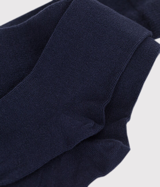 Einfarbige Kinder-Strumpfhose aus Baumwolljersey blau SMOKING