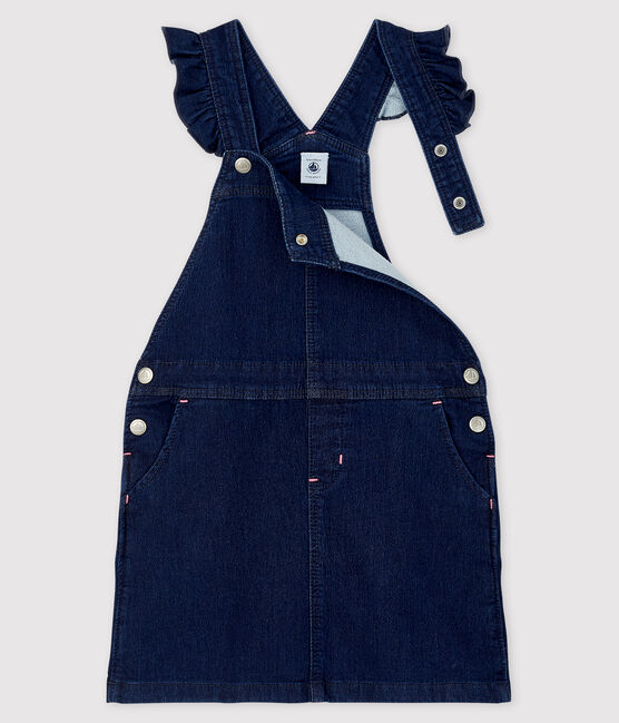 Kinder-Latzkleid aus Denim für Mädchen blau DENIM BLEU FONCE