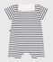 Baby-Kurzoverall mit Matrosenkragen aus gestreifter Baumwolle  weiss MARSHMALLOW/blau SMOKING