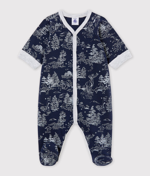 Baby Jungen Strampler blau/weiss