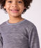 Langärmeliges Kinder-T-Shirt aus Wolle und Baumwolle mit Streifen blau SOIR/ MARSHMALLOW