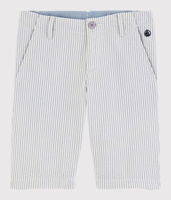 Kinder-Bermuda aus Seersucker für Jungen grau GRIS/weiss MARSHMALLOW