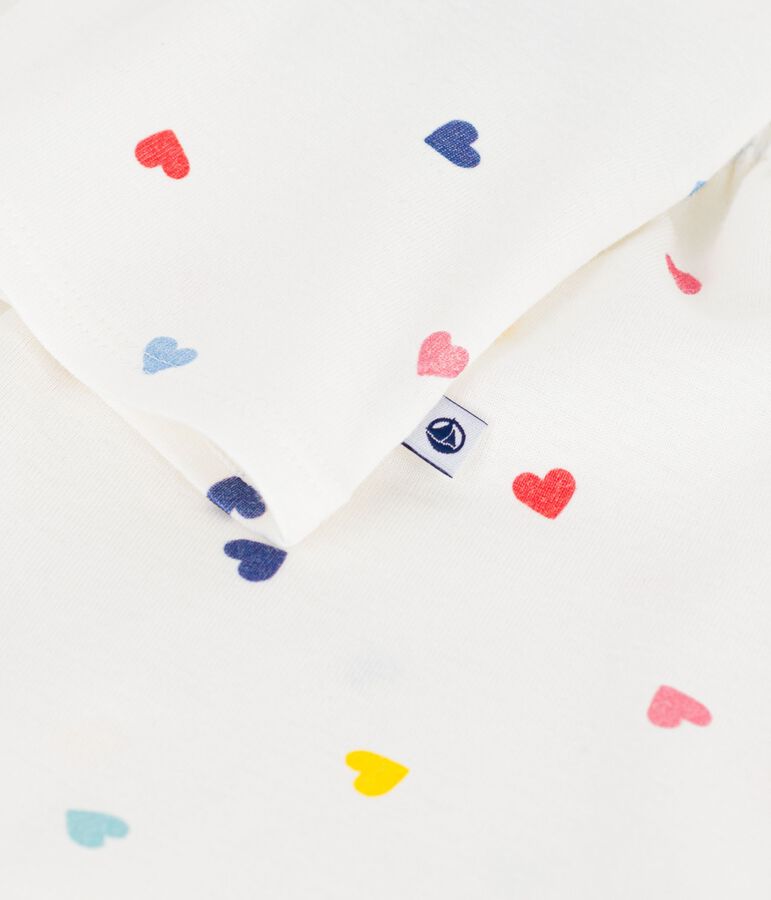 Kinder-Kurzpyjama aus Baumwolle mit Tr&auml;gern und Herzmotiv weiss/vielfarbig