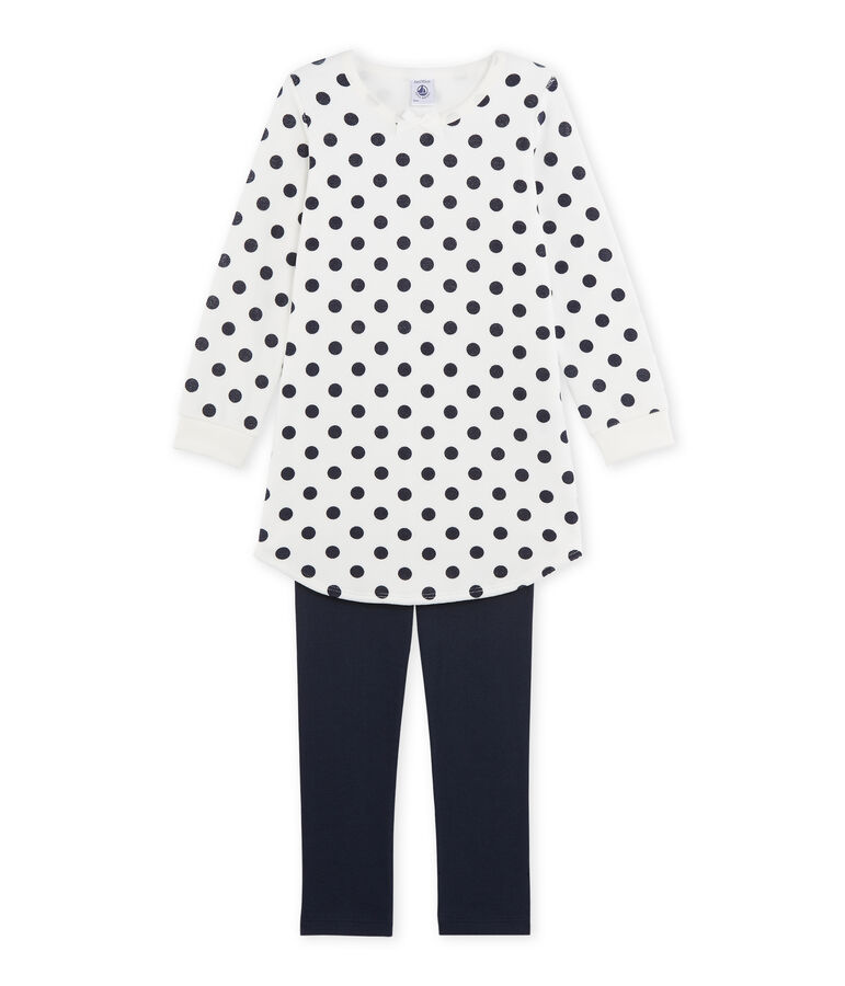 M&auml;dchen-Nachthemd aus Velours-Frottier blau/weiss/blau