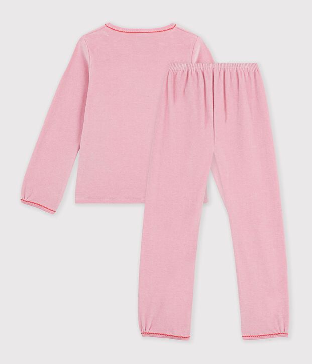 Kinder-Pyjama aus Nicki mit Herzmotiv rosa